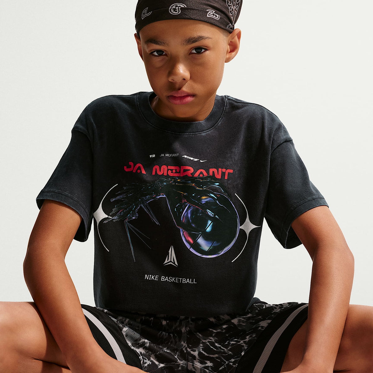 Playera para niños talla grande Ja Morant – Negro – vista 3