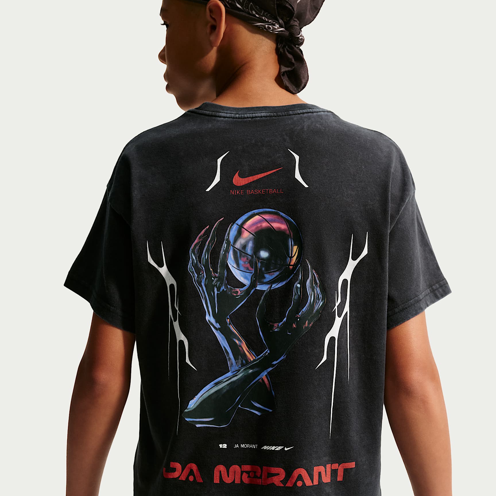 Playera para niños talla grande Ja Morant – Negro – vista 2