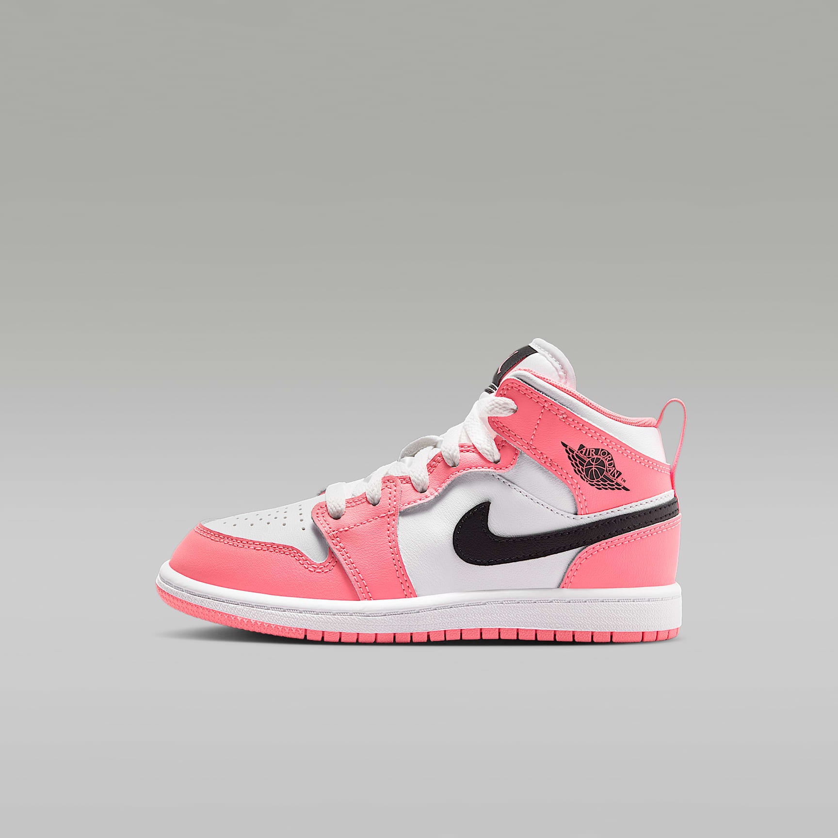 Jordan 1 Mid – Rosa mirada/Blanco/Negro – vista 1