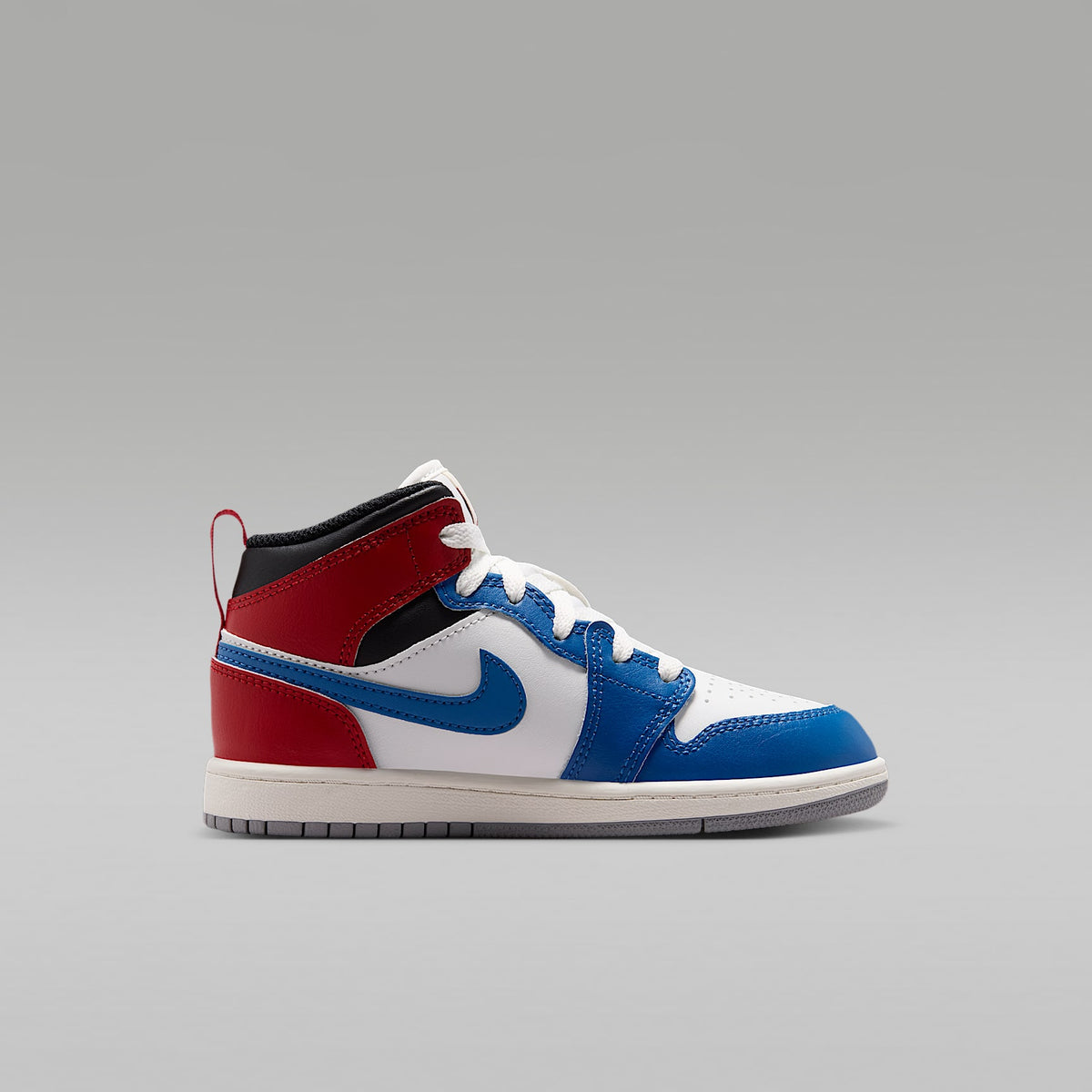 Jordan 1 Mid – Azul genuino/Rojo universitario/Negro/Blanco cumbre – vista 3