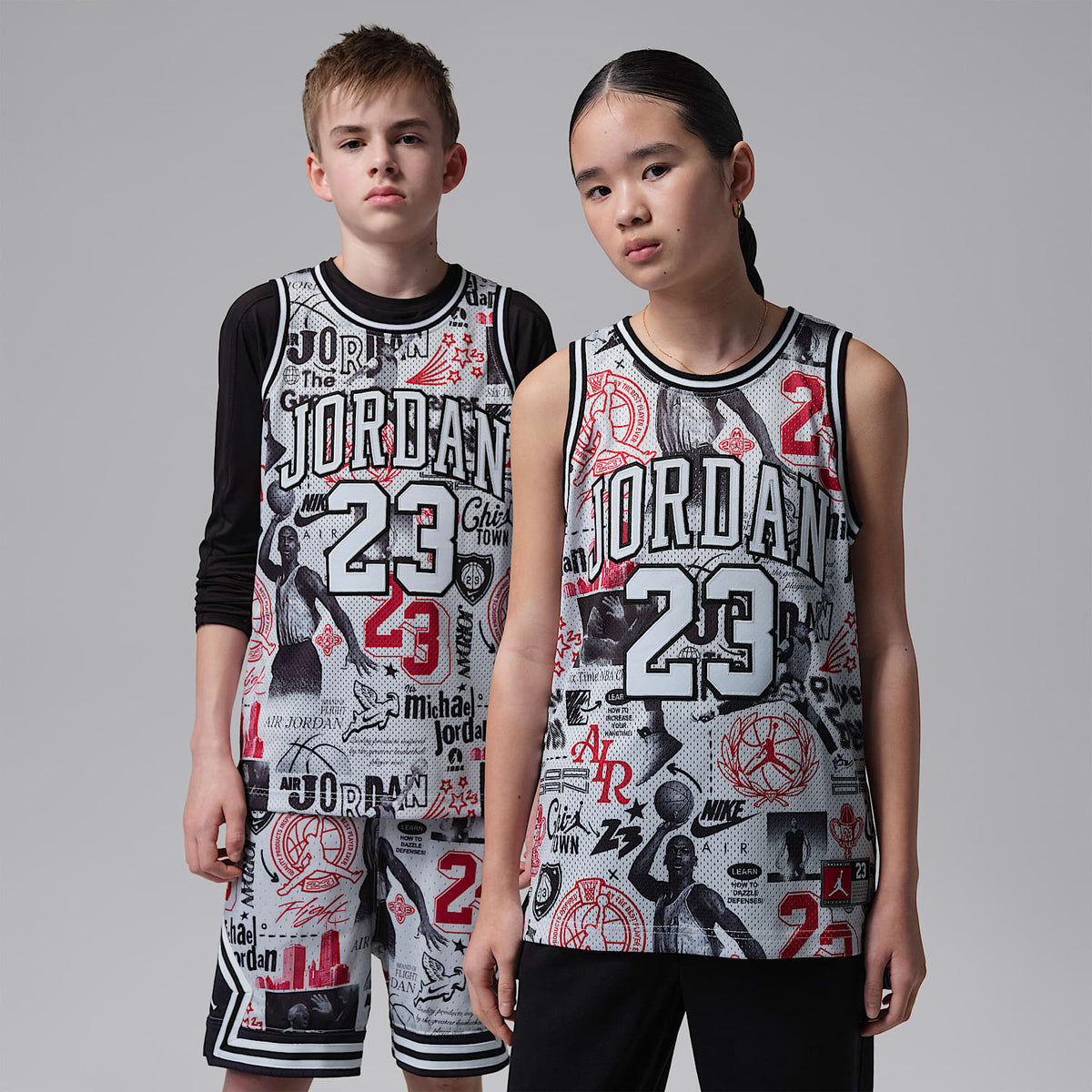Jersey estampado 23 para niños talla grande Jordan – Gris neutro – vista 1