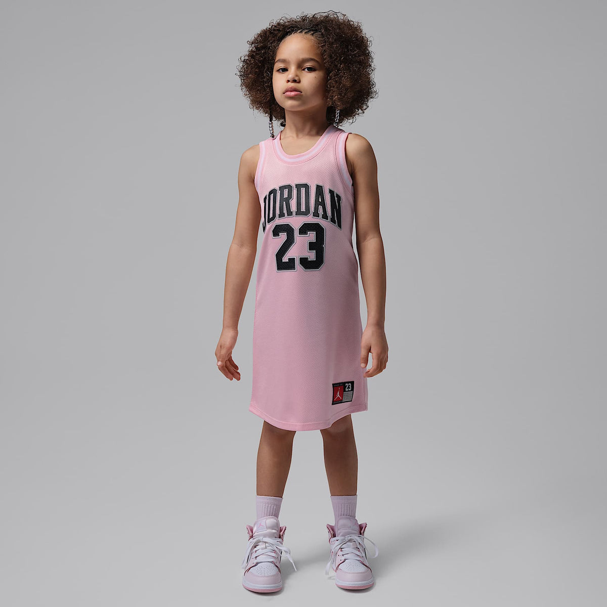 Vestido de tela de punto 23 para niños talla pequeña Jordan – Espuma rosa – vista 6