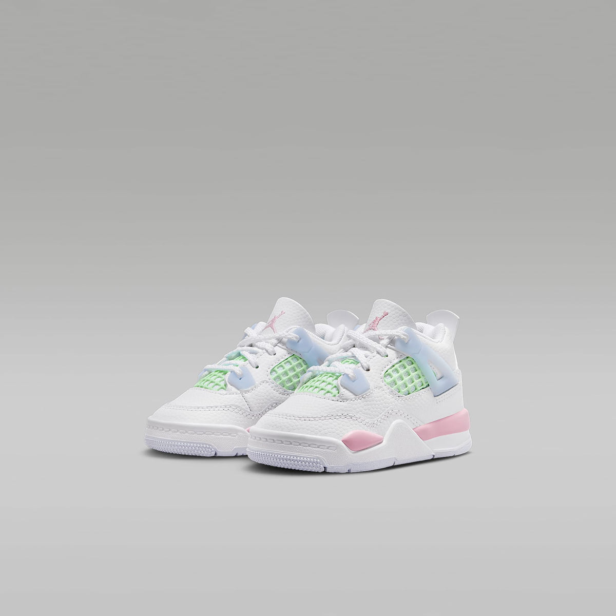 Jordan 4 Retro – Blanco/Azul medio/Verde vapor/Rosa suave medio – vista 5