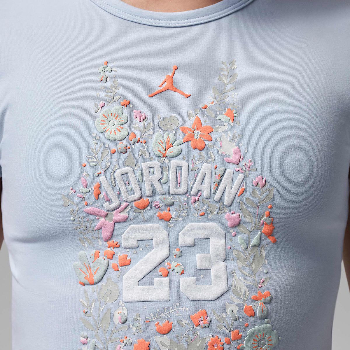 Playera de tela de punto floral para niños talla grande Jordan – Azul – vista 4