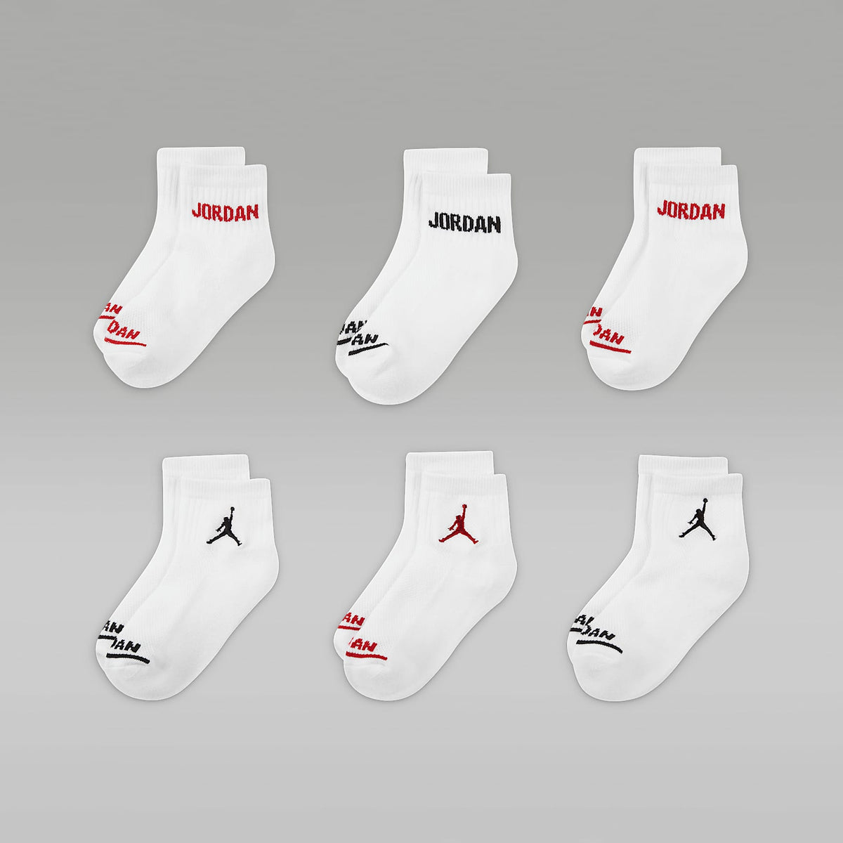 Conjunto de calcetines al tobillo para niños (6 pares) Jordan Legend – Blanco – vista 2