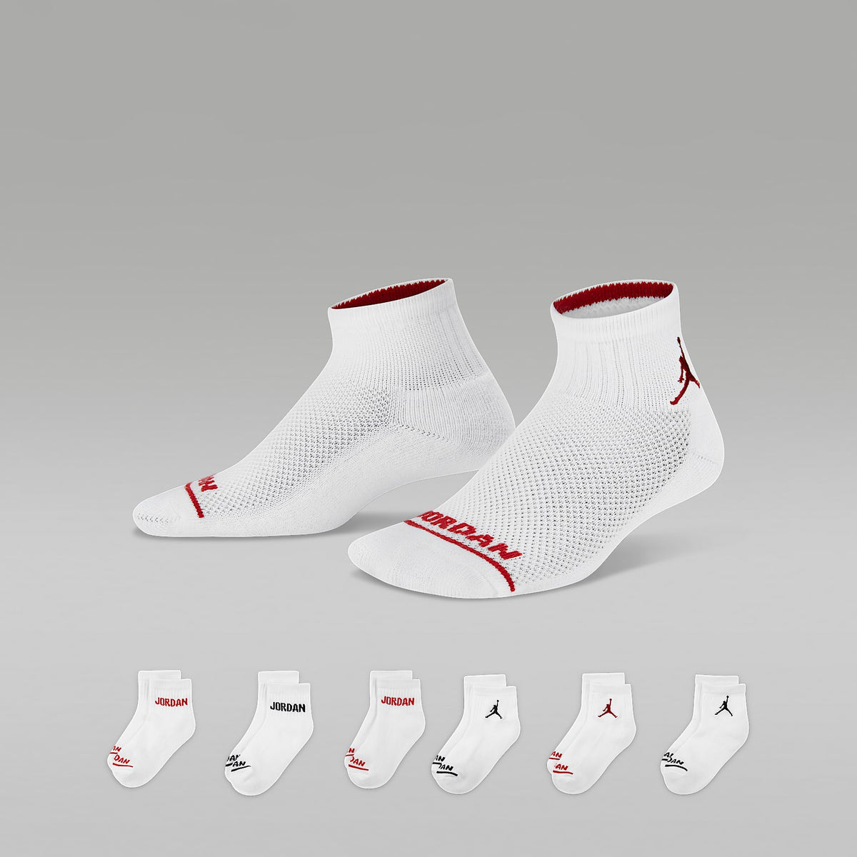Conjunto de calcetines al tobillo para niños (6 pares) Jordan Legend – Blanco – vista 1