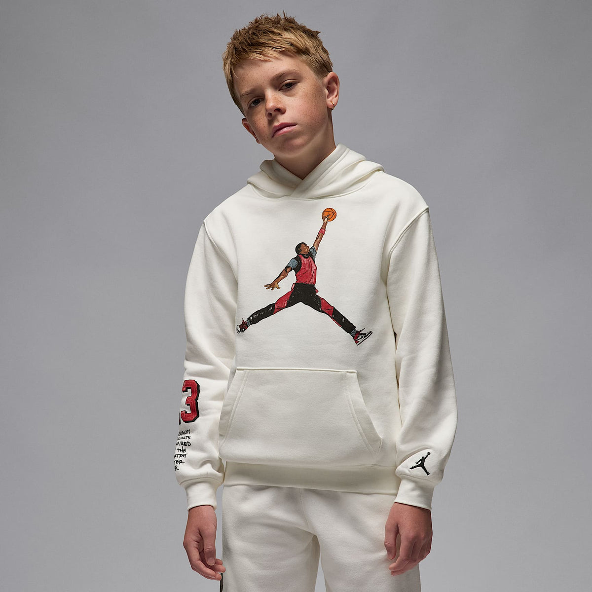 Sudadera con gorro sin cierre Sketch para niños talla grande Jordan – Vela – vista 1