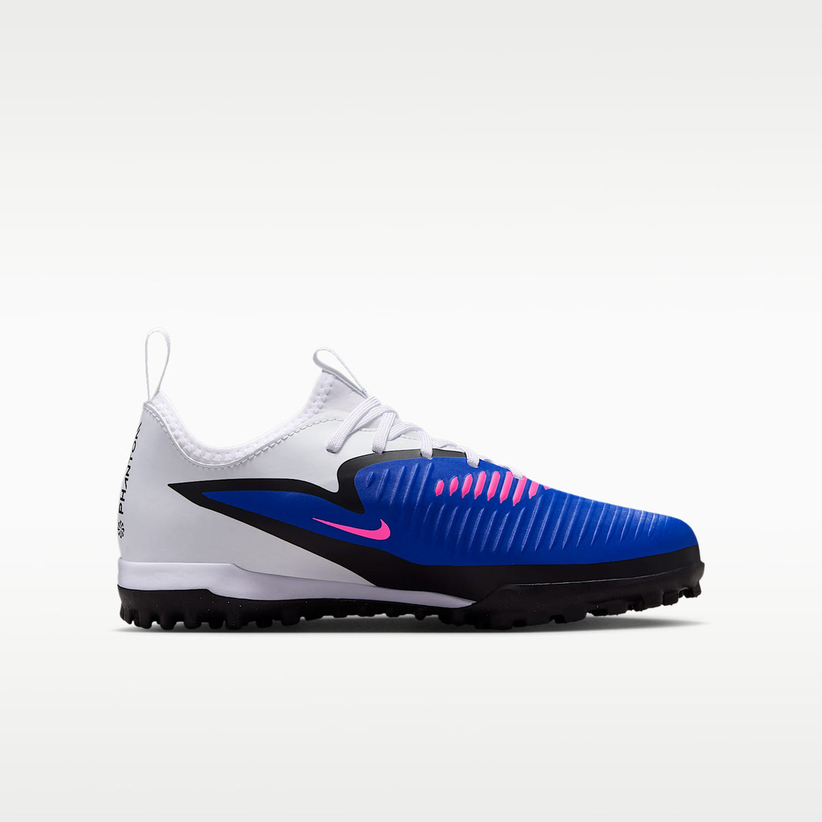 Nike Jr. Phantom 6 Low Academy – Azul carrera/Blanco/Avalancha rosa – vista 3