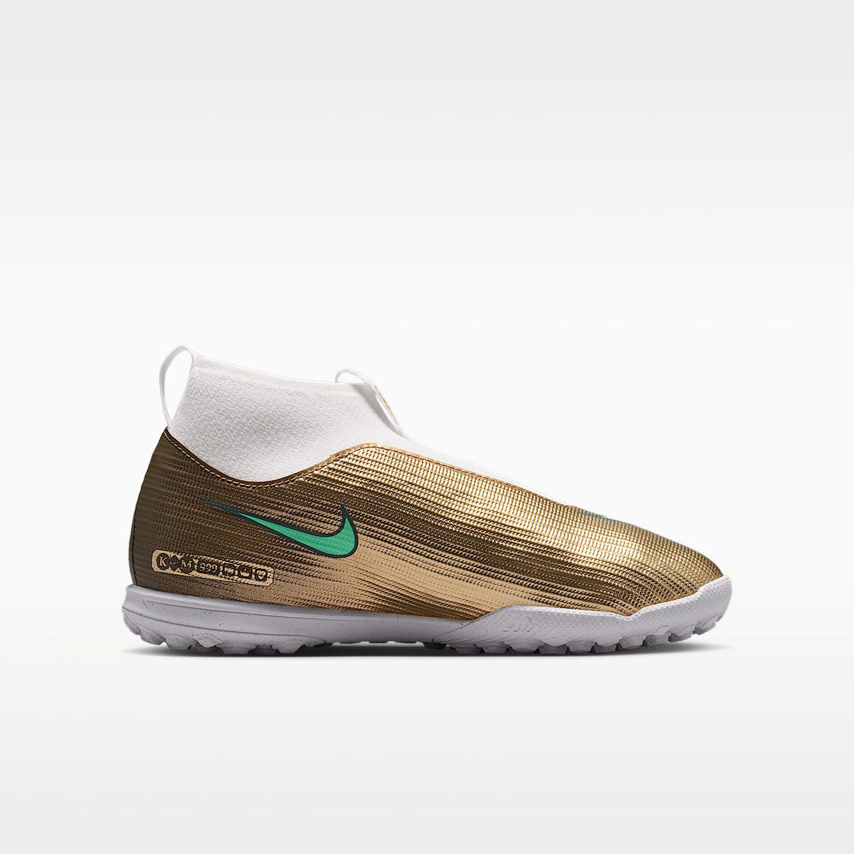 Nike Jr. Mercurial Superfly 11 Academy "Kylian Mbappé" – Oro metalizado/Verde resplandor – vista 3
