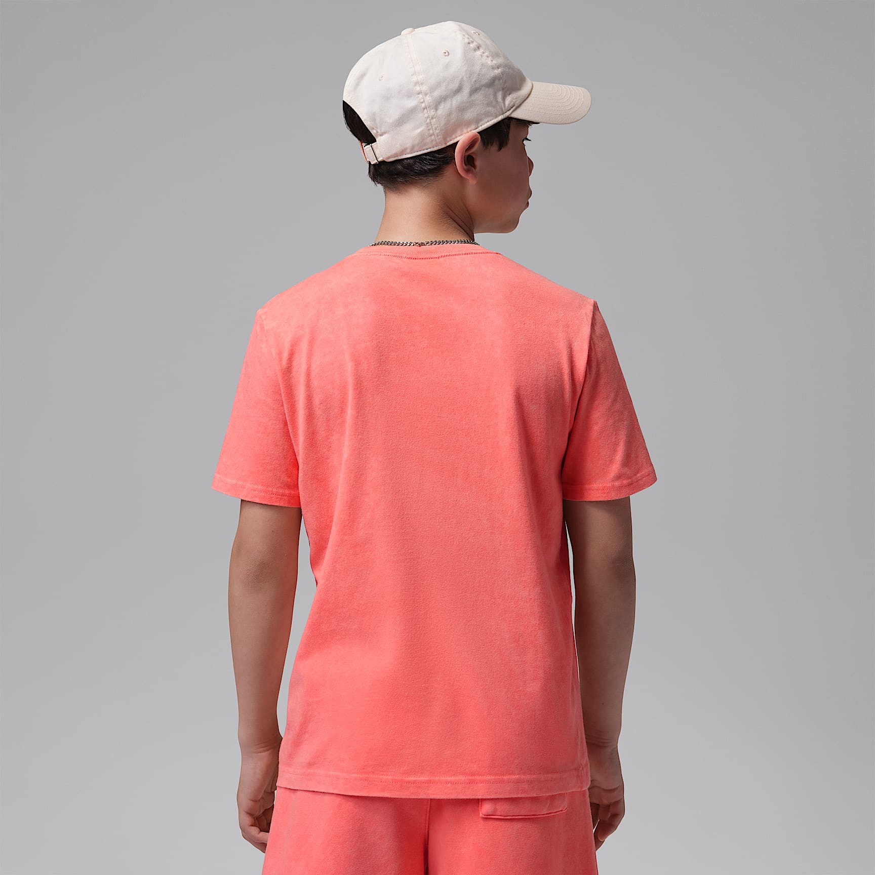 Playera Air bordada con lavado ácido para niños talla grande Jordan – Mango brillante – vista 2