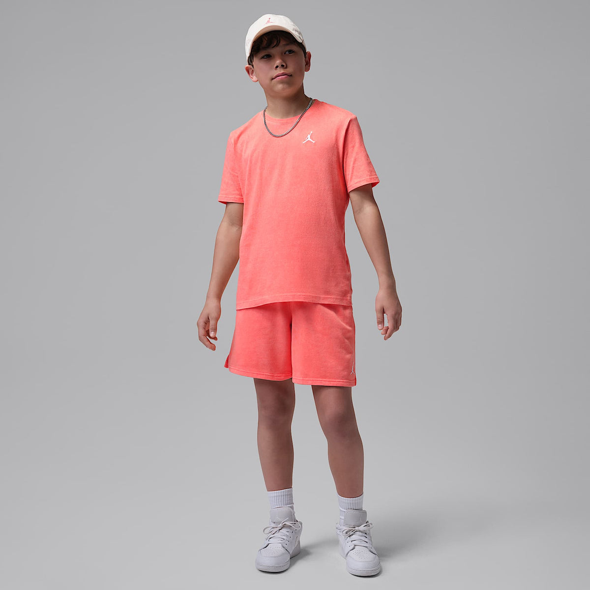 Playera Air bordada con lavado ácido para niños talla grande Jordan – Mango brillante – vista 5