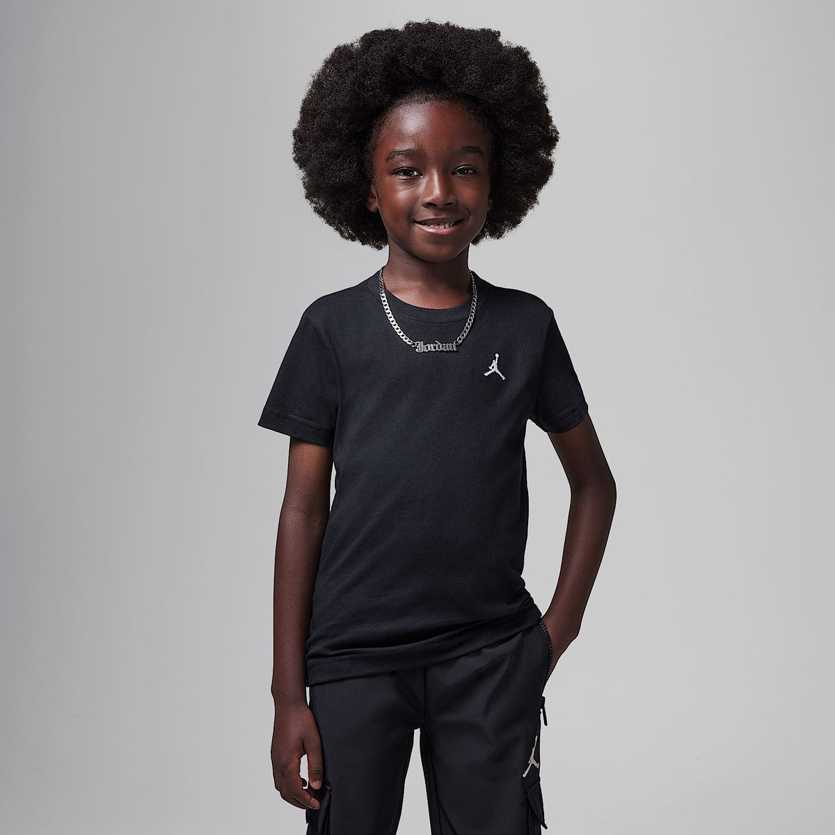 Playera bordada Jumpman Air para niños talla pequeña Jordan – Negro – vista 1