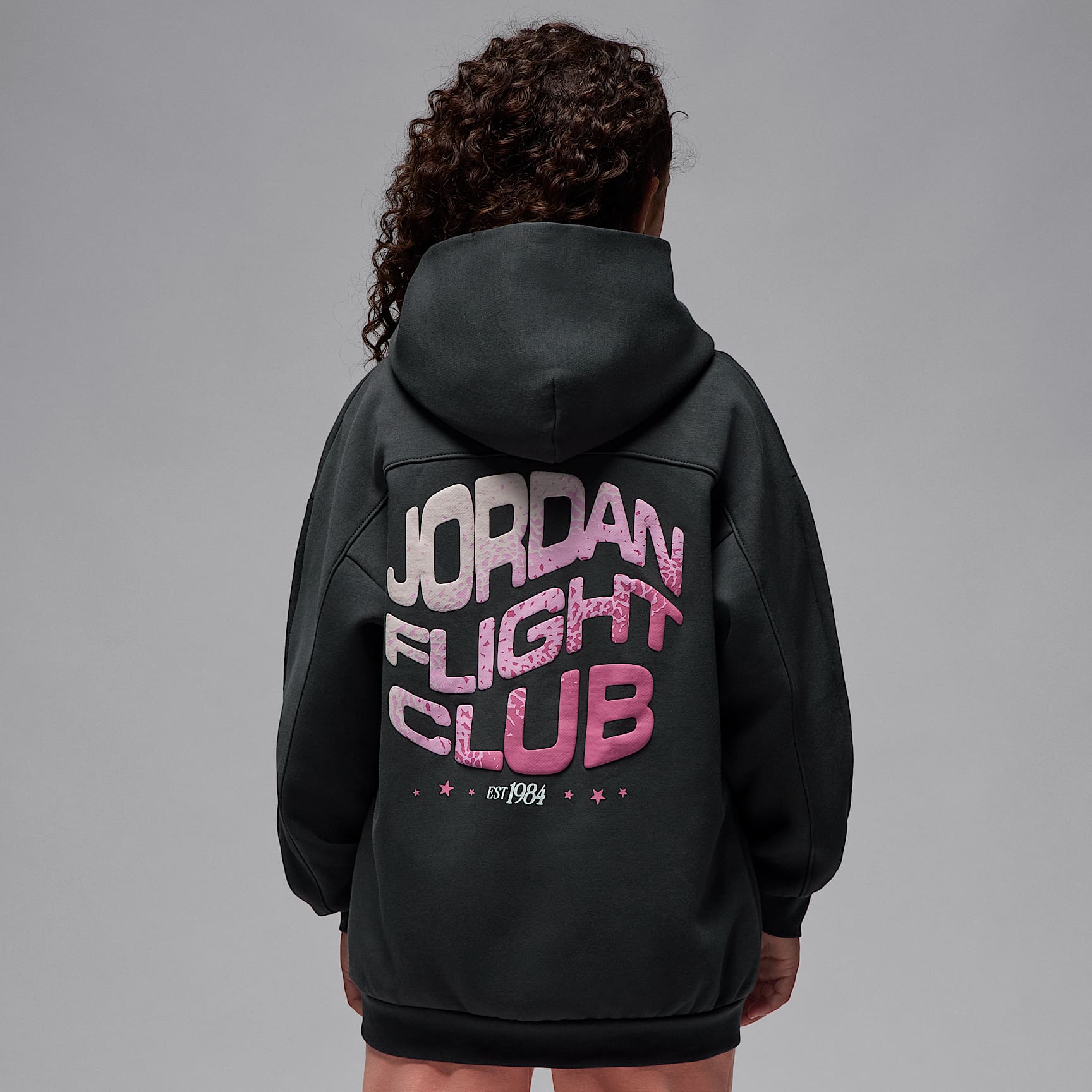 Sudadera con gorro sin cierre de satén oversized para niños talla grande Jordan Jumpman Club – Sombrío apagado – vista 2