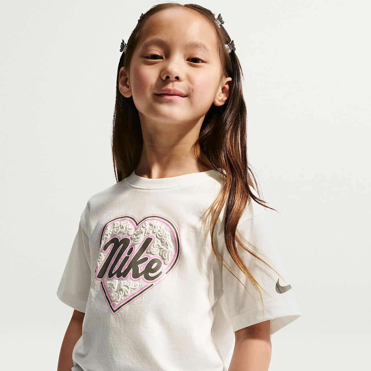 Playera de corte cuadrado Juxta-Girl para niños talla pequeña Nike – Vela – vista 3