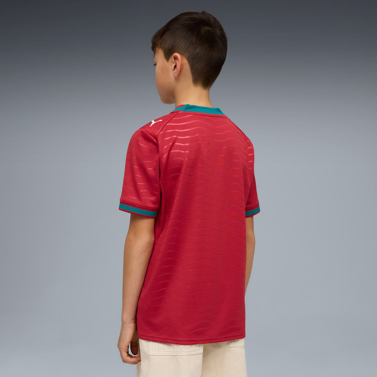 Jersey réplica local de Portugal 2026 para adolescentes – Club Red-Green Lagoon – vista 4