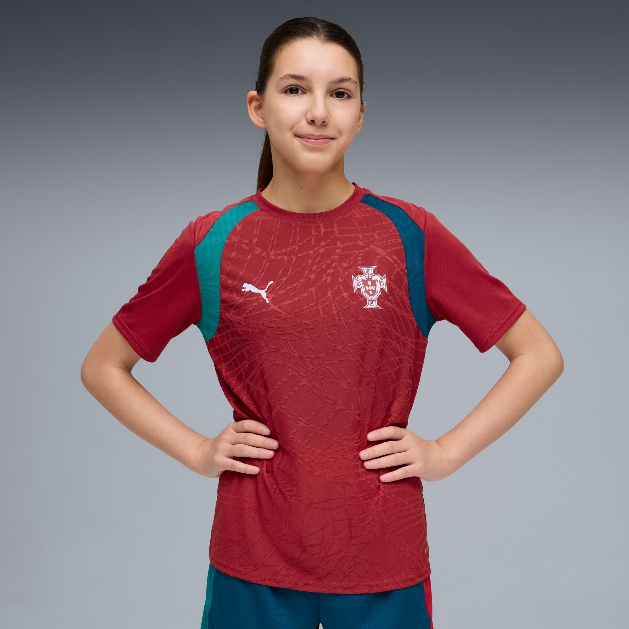 Jersey de entrenamiento de futbol juvenil Portugal – Club Red-Silver Mist – vista 1