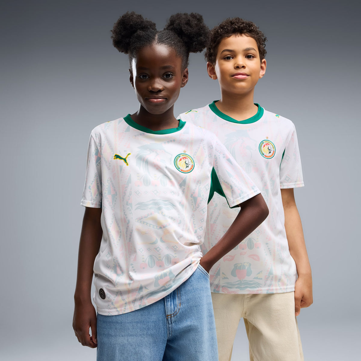 Jersey de futbol de local de Senegal juvenil – PUMA White-Wild Green – vista 1