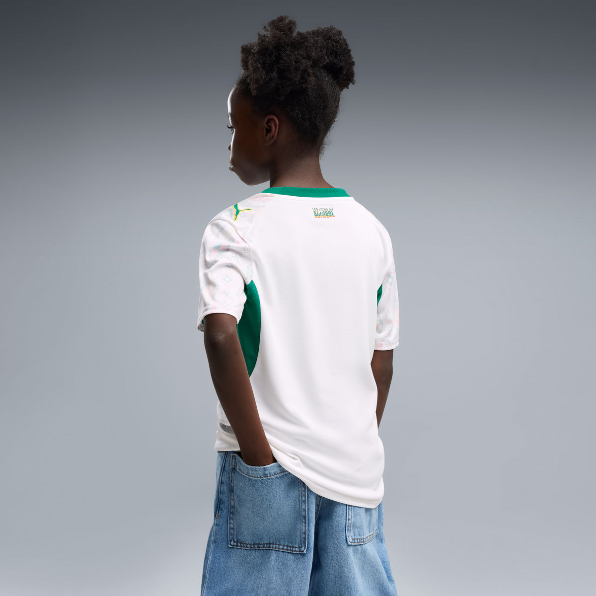 Jersey de futbol de local de Senegal juvenil – PUMA White-Wild Green – vista 4