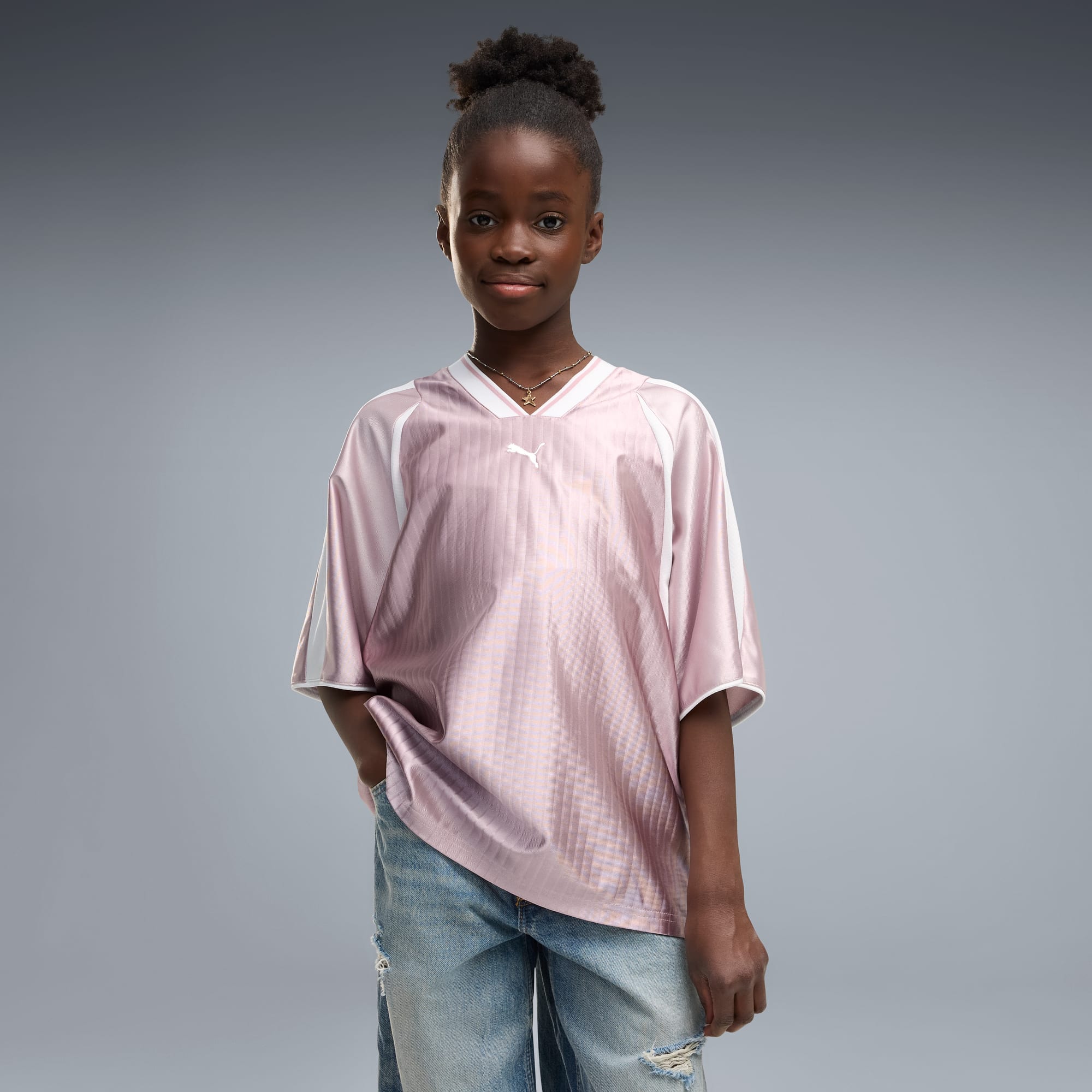 Jersey de futbol holgado juvenil T7 – Misty Pink – vista 1