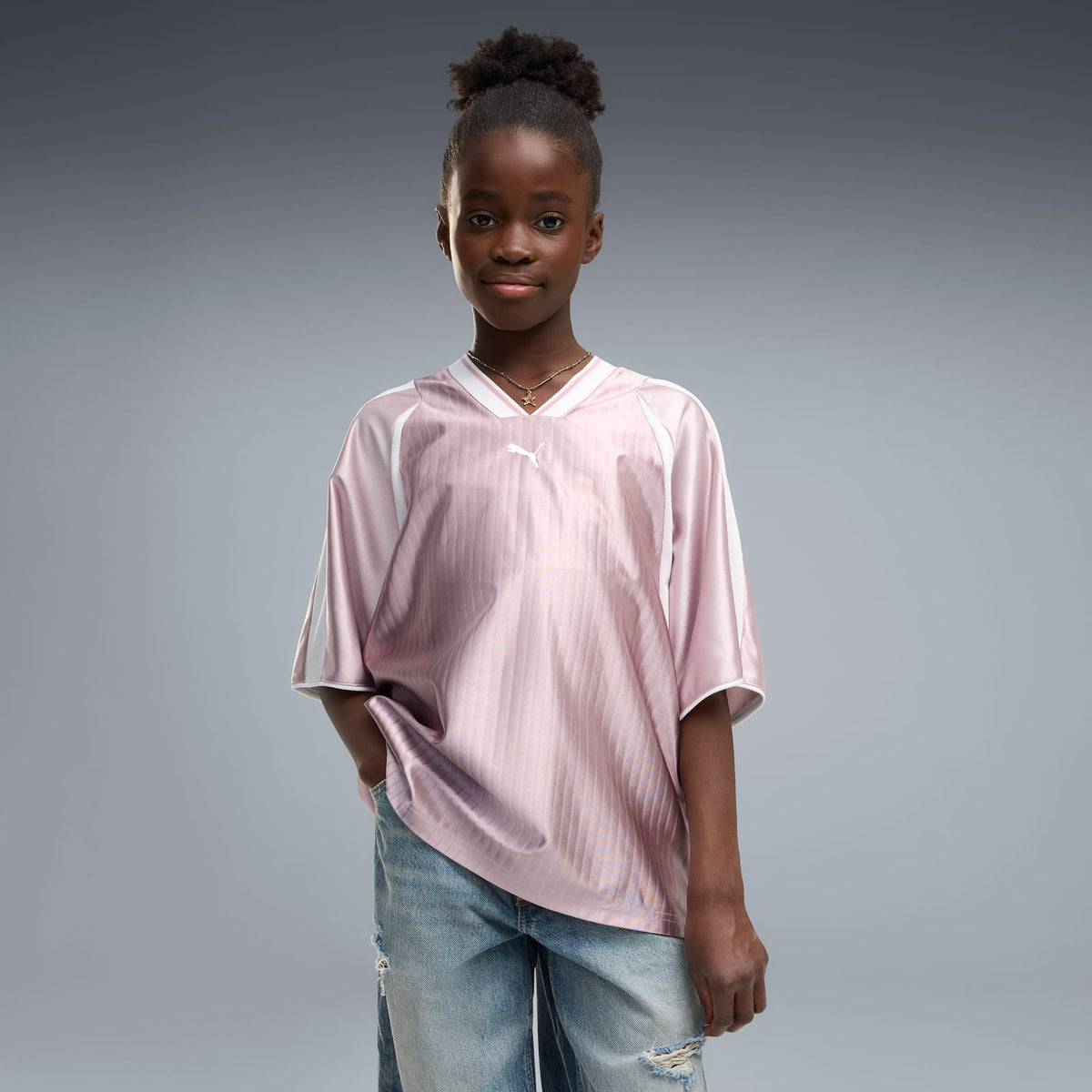 Jersey de futbol holgado juvenil T7 – Misty Pink – vista 1