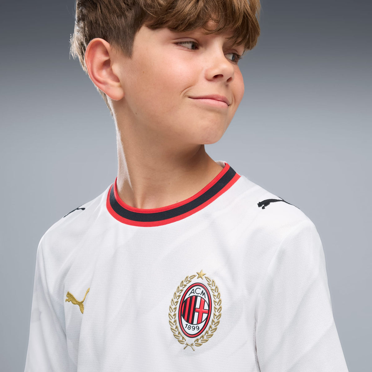 Jersey de futbol juvenil AC Milan visitante – PUMA White-Victory Gold – vista 2