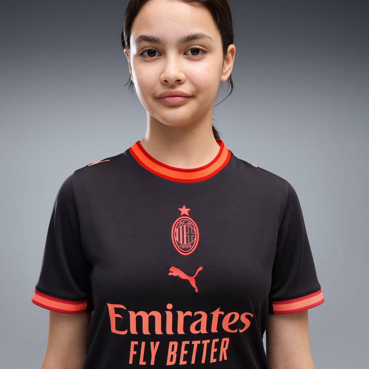 Jersey de futbol juvenil AC Milan tercera equipación – Flat Dark Gray-Glowing Red – vista 2
