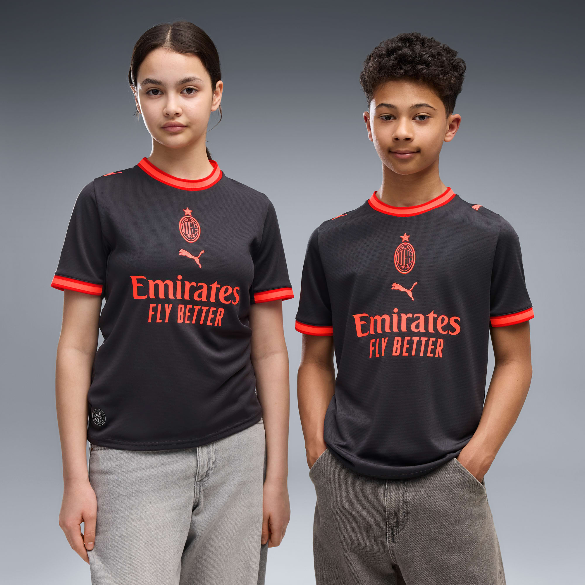 Jersey de futbol juvenil AC Milan tercera equipación – Flat Dark Gray-Glowing Red – vista 1
