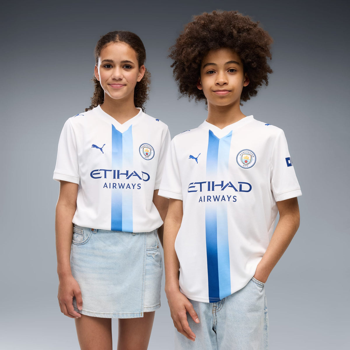 Jersey de futbol tercera equipación juvenil Manchester City – PUMA White-Blazing Blue – vista 1