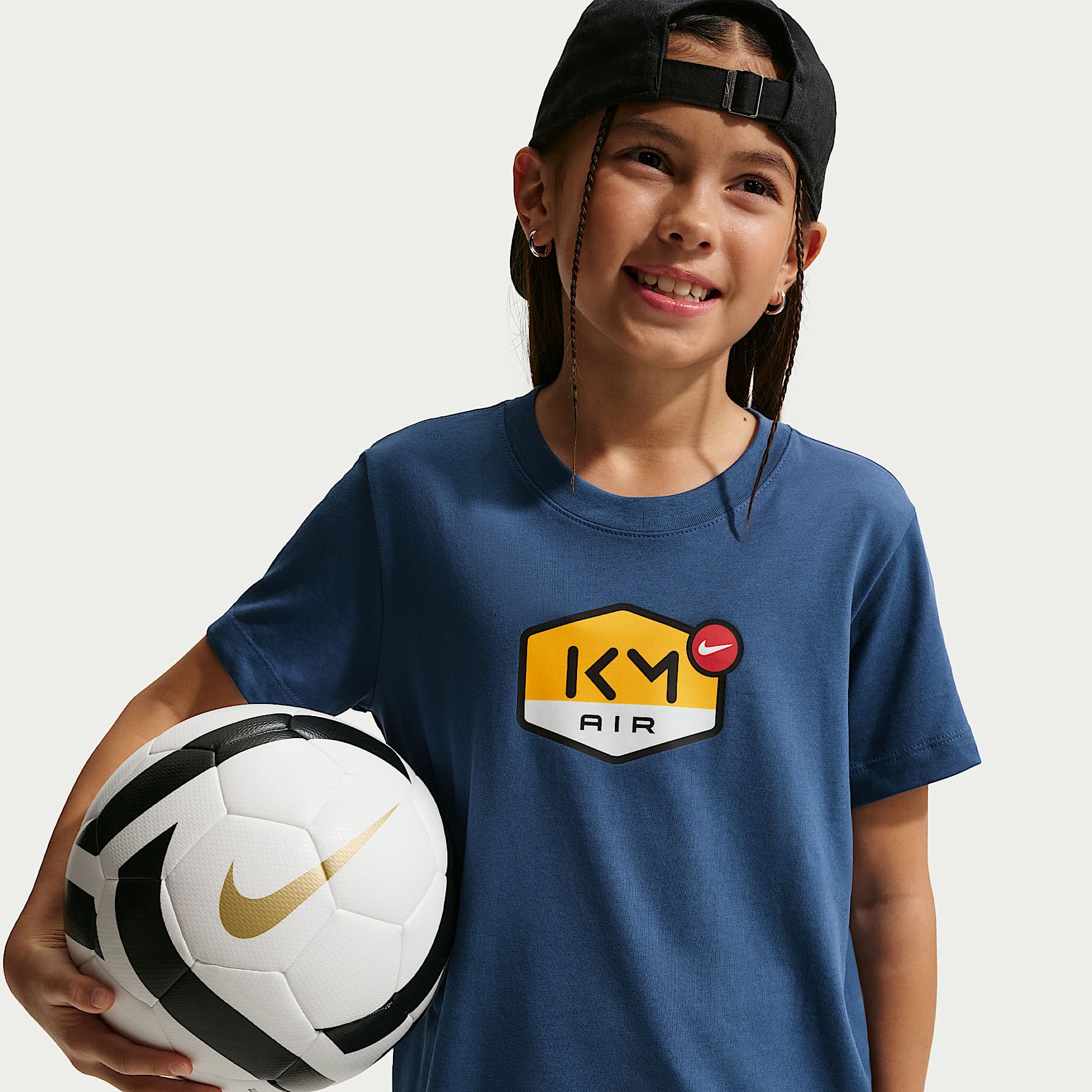 Playera Dri-FIT para niños talla grande Kylian Mbappé – Azul marino místico – vista 1