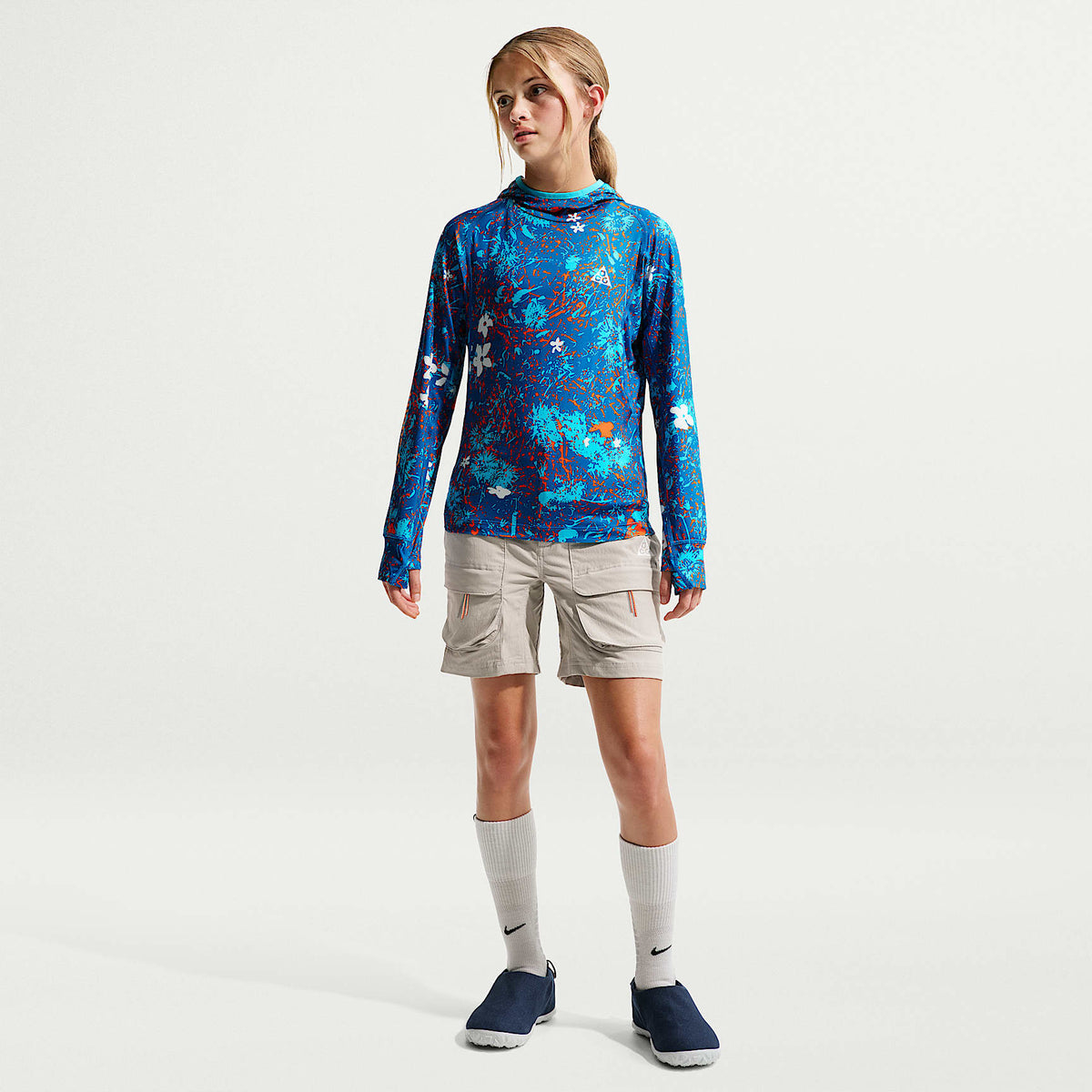 Playera de manga larga con protección contra los rayos UV para niños talla grande Nike ACG – Azul báltico/Azul báltico/Blanco cumbre – vista 6