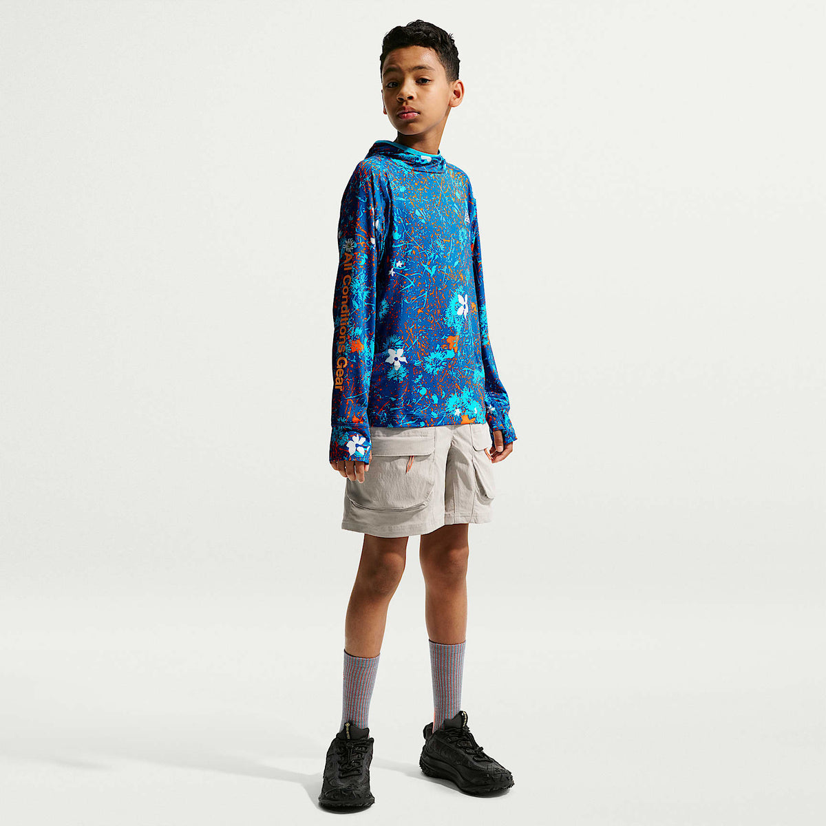 Playera de manga larga con protección contra los rayos UV para niños talla grande Nike ACG – Azul báltico/Azul báltico/Blanco cumbre – vista 7