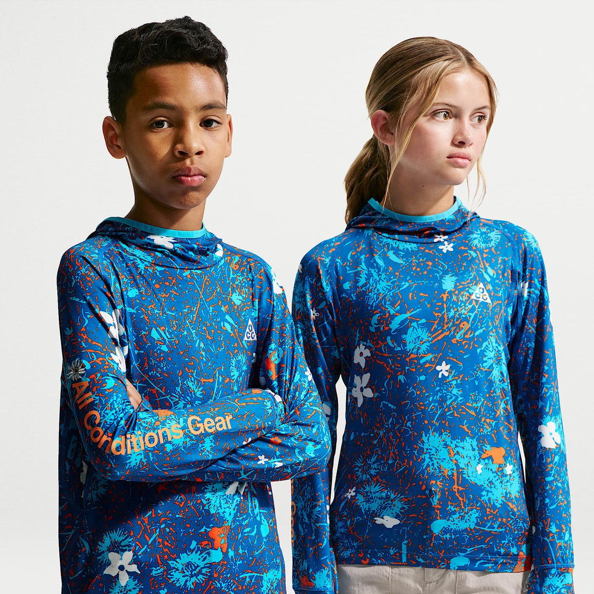 Playera de manga larga con protección contra los rayos UV para niños talla grande Nike ACG – Azul báltico/Azul báltico/Blanco cumbre – vista 1