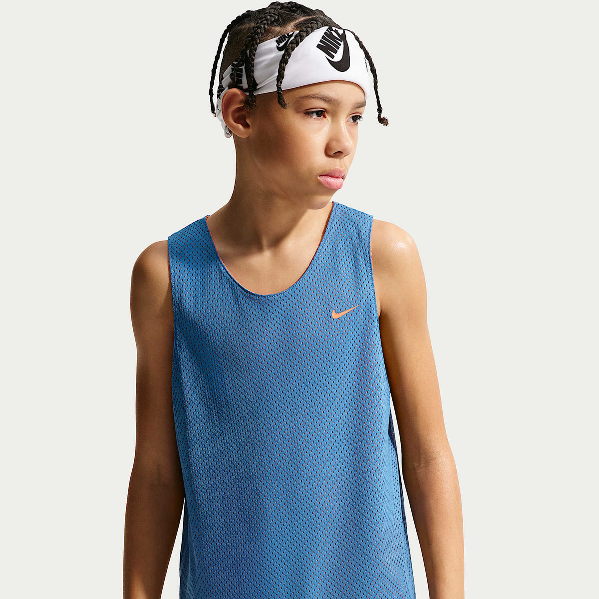 Jersey de básquetbol Dri-FIT para niños talla grande Nike Sportswear – Naranja césped/Estrella azul/Estrella azul – vista 6