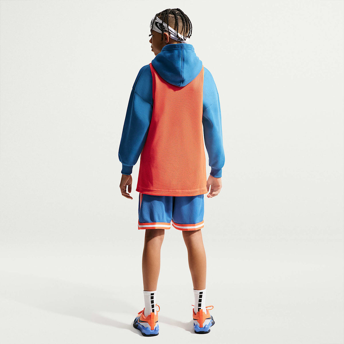 Jersey de básquetbol Dri-FIT para niños talla grande Nike Sportswear – Naranja césped/Estrella azul/Estrella azul – vista 5
