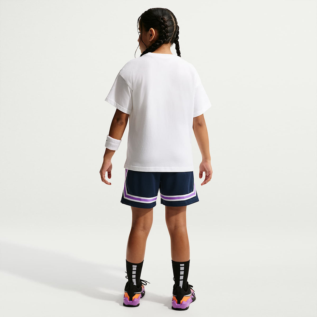 Shorts de básquetbol Dri-FIT de 13 cm para niños talla grande Nike Crossover – Azul marino medianoche/Blanco – vista 5