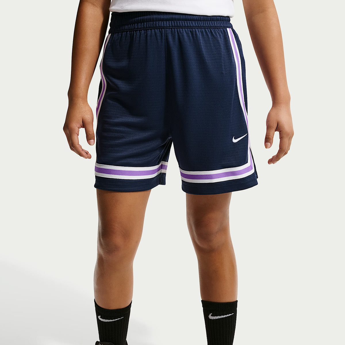 Shorts de básquetbol Dri-FIT de 13 cm para niños talla grande Nike Crossover – Azul marino medianoche/Blanco – vista 2