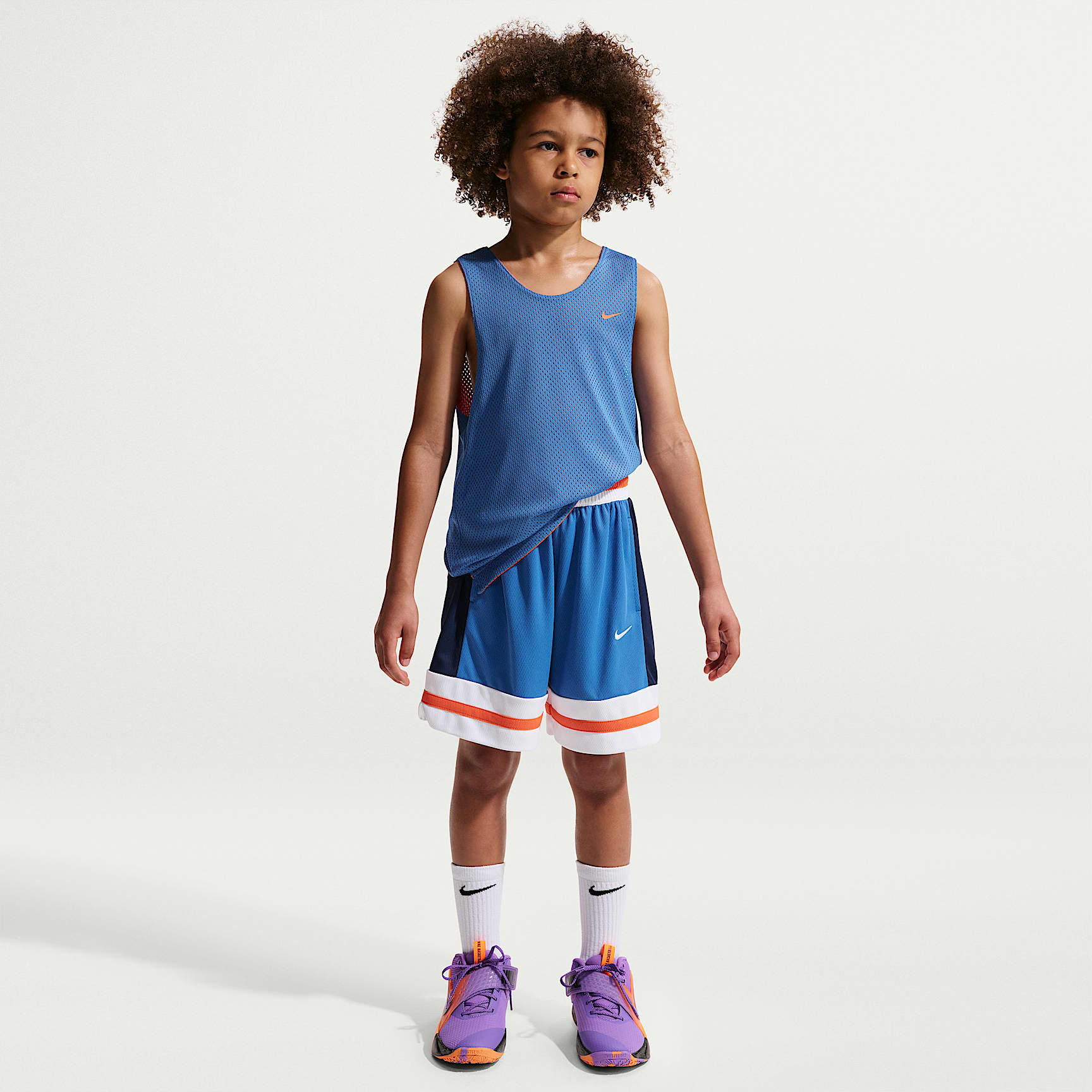 Shorts de básquetbol Nike Dri-FIT para niños talla grande – Estrella azul/Azul marino medianoche/Blanco – vista 1