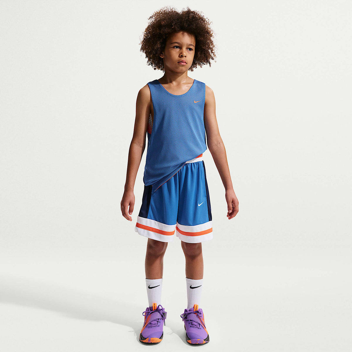 Shorts de básquetbol Nike Dri-FIT para niños talla grande – Estrella azul/Azul marino medianoche/Blanco – vista 1