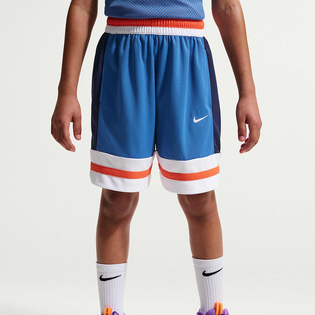 Shorts de básquetbol Nike Dri-FIT para niños talla grande – Estrella azul/Azul marino medianoche/Blanco – vista 2