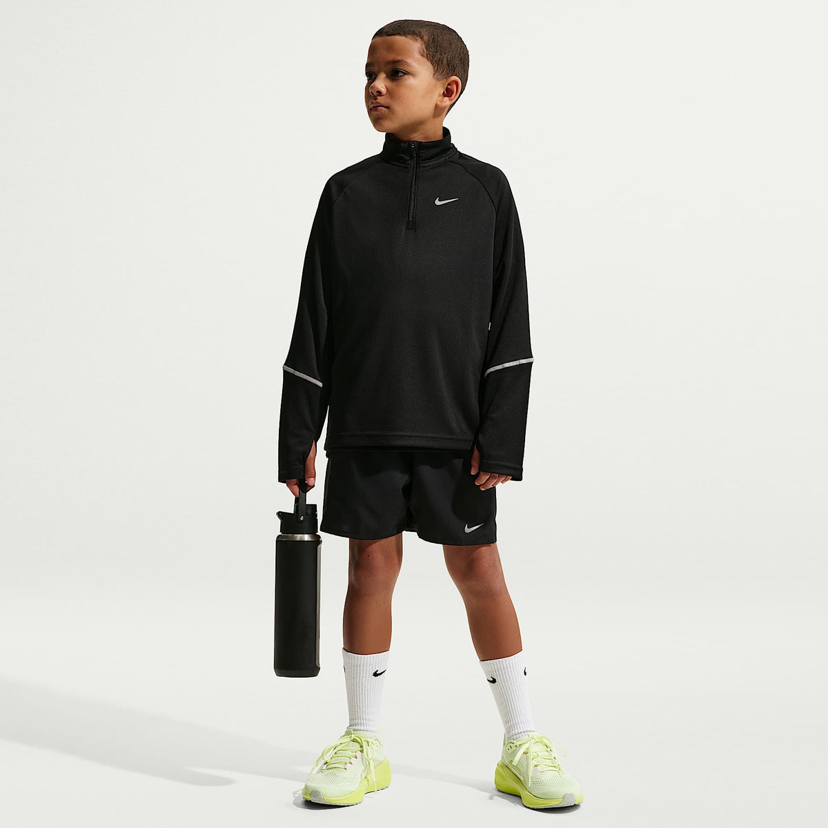 Sudadera de medio cierre Dri-FIT para niños talla grande Nike Miler – Negro – vista 4