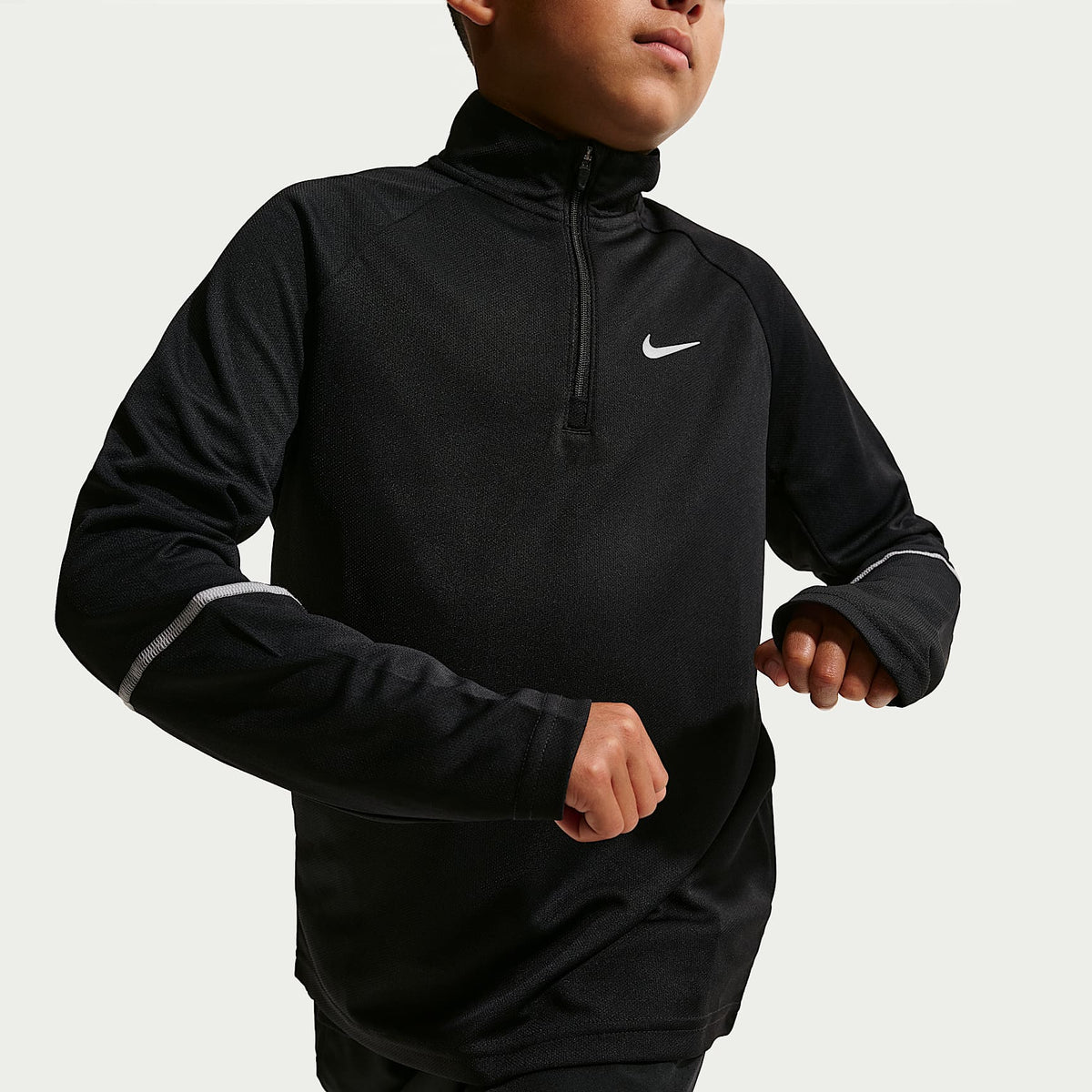 Sudadera de medio cierre Dri-FIT para niños talla grande Nike Miler – Negro – vista 3