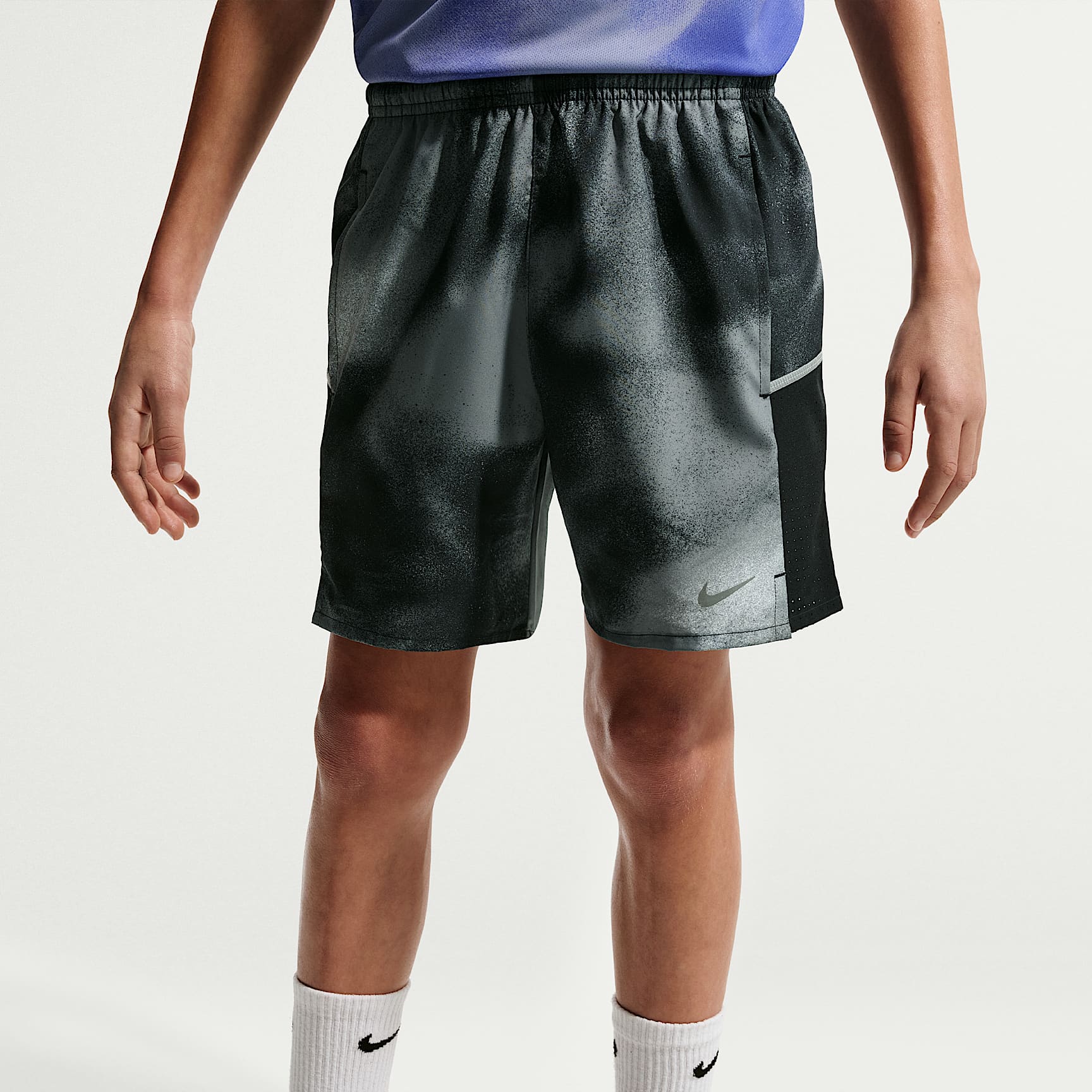 Shorts Dri-FIT para niños talla grande Nike Miler – Negro/Negro – vista 2