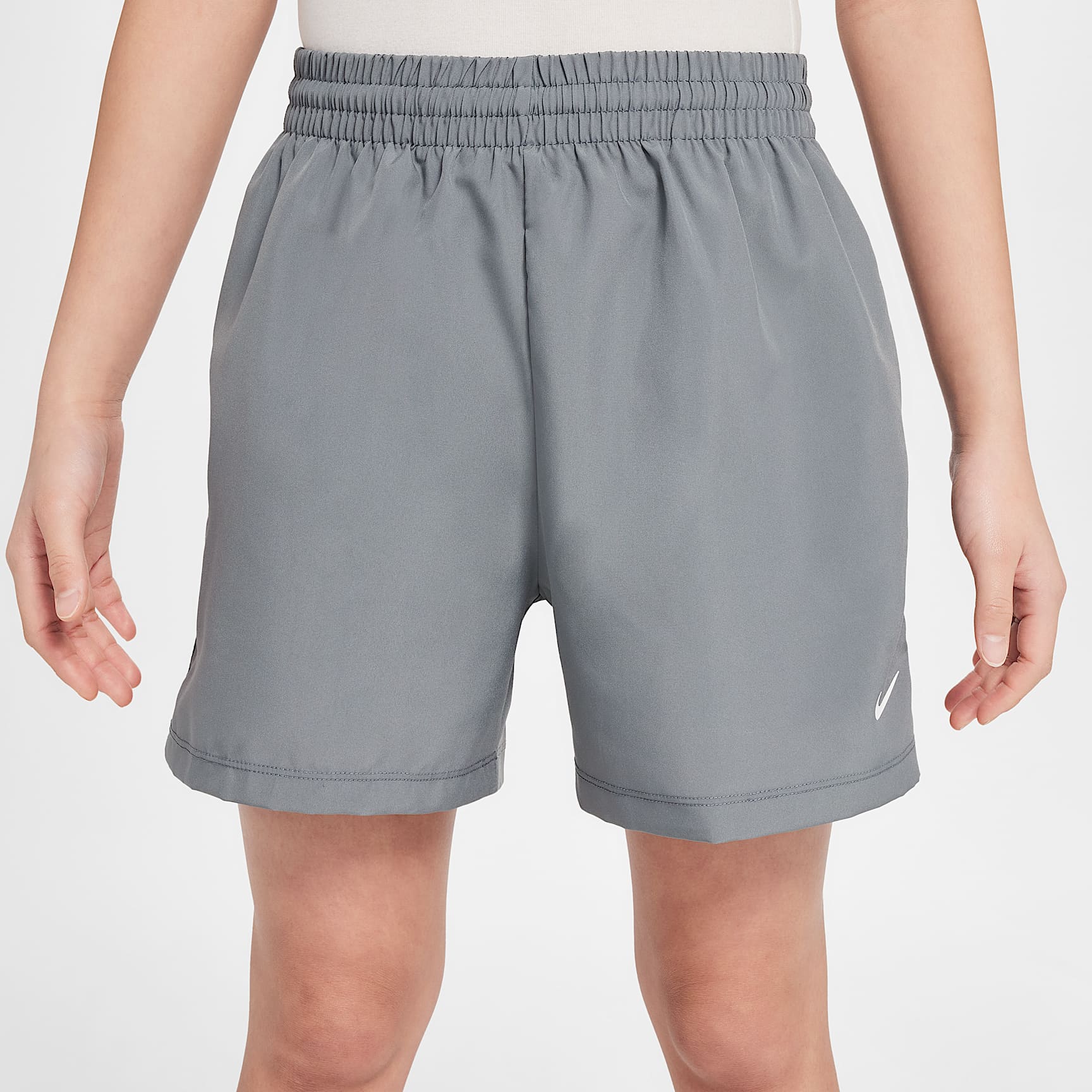 Shorts Dri-FIT de tejido Woven para niños talla grande Nike Multi – Gris humo/Blanco – vista 2