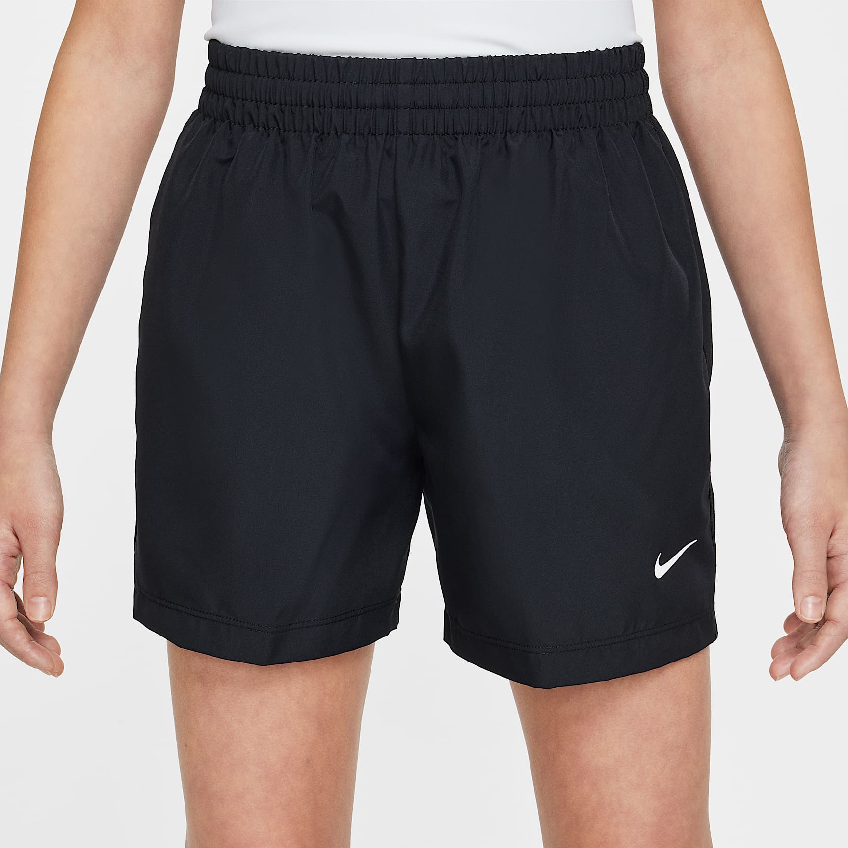 Shorts Dri-FIT de tejido Woven para niños talla grande Nike Multi – Negro/Blanco – vista 2