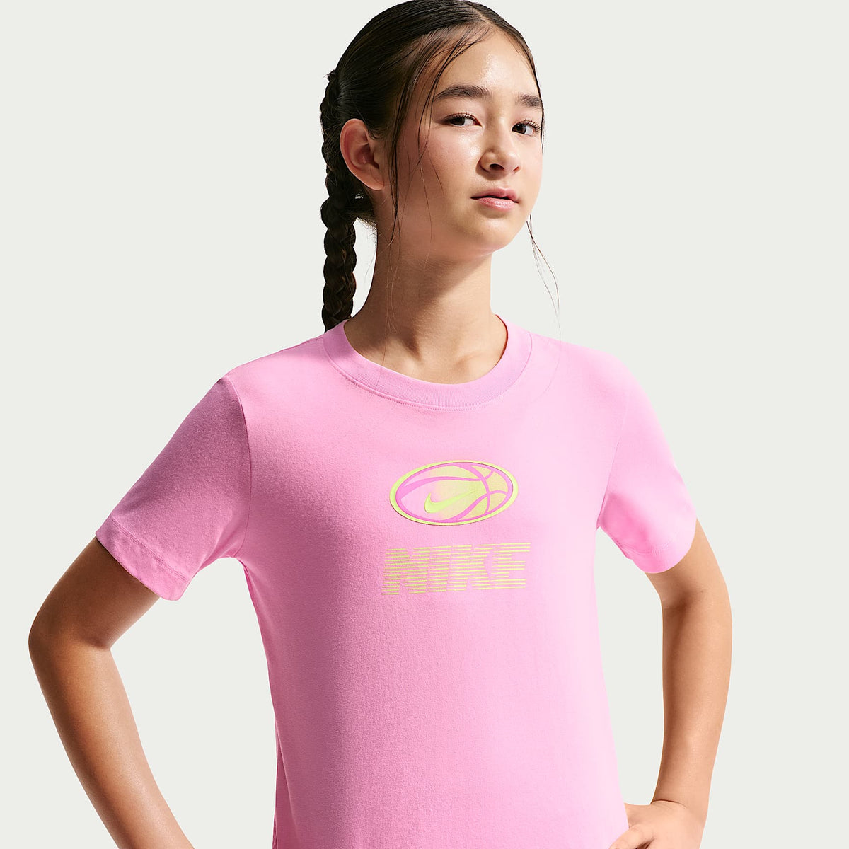Playera Dri-FIT para niños de talla grande Nike – Rosa amanecer – vista 1