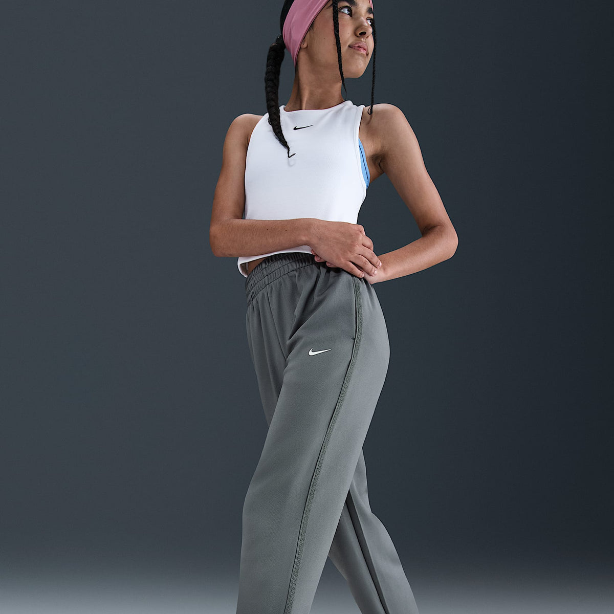 Pants de tejido Knit para niños talla grande Nike Multi – Gris humo/Negro/Blanco – vista 5