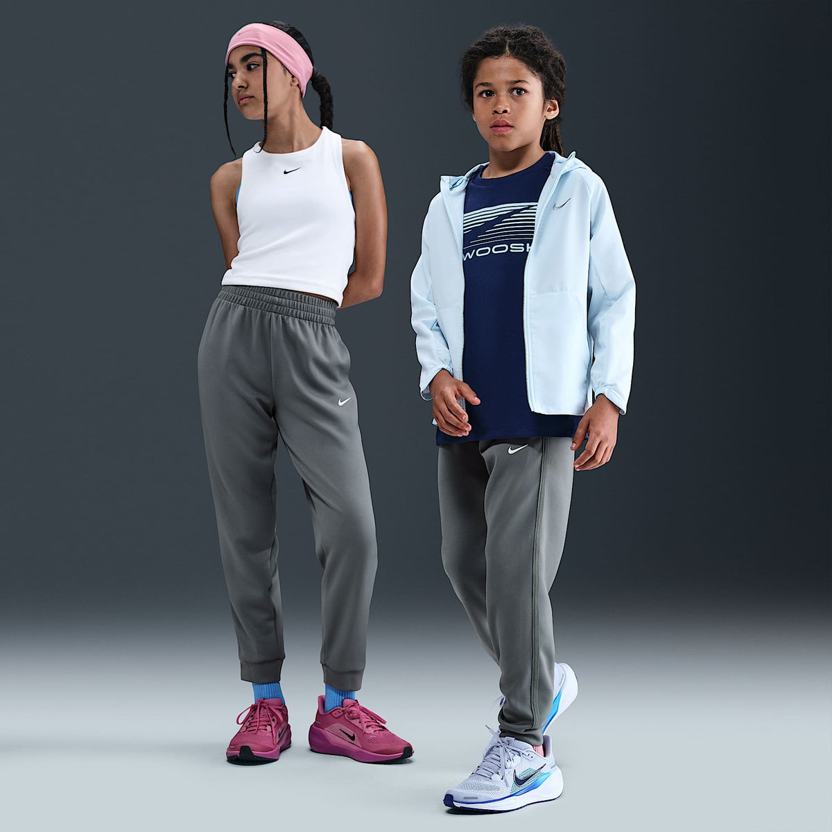 Pants de tejido Knit para niños talla grande Nike Multi – Gris humo/Negro/Blanco – vista 1