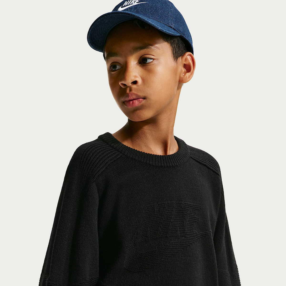 Suéter de cuello redondo para niños talla grande Nike Sportswear – Negro – vista 3