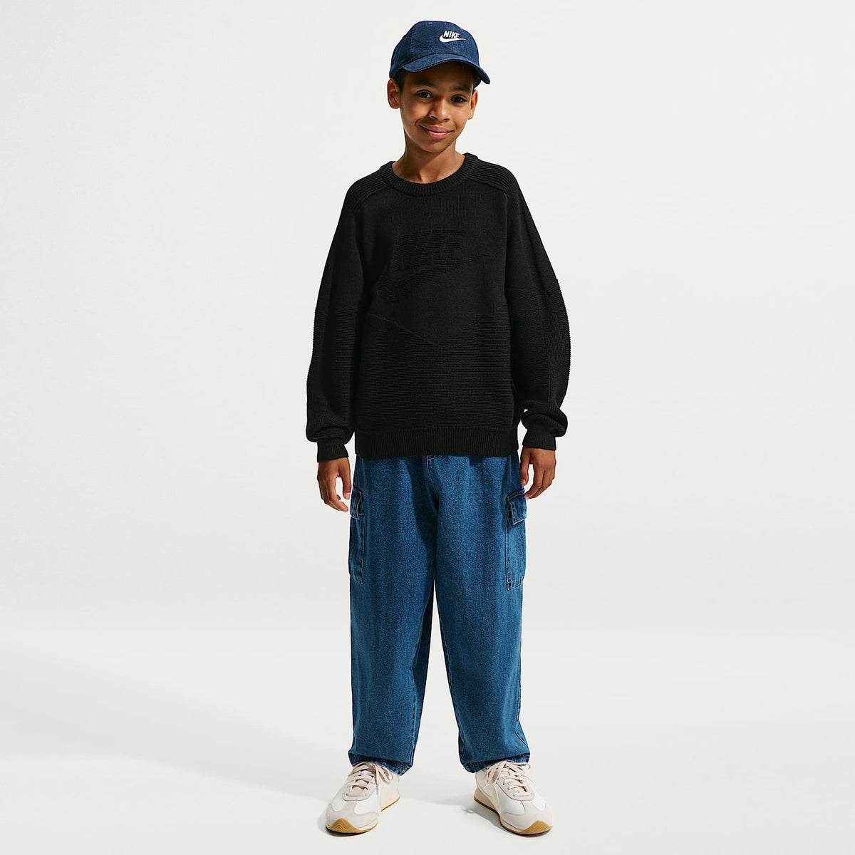 Suéter de cuello redondo para niños talla grande Nike Sportswear – Negro – vista 7