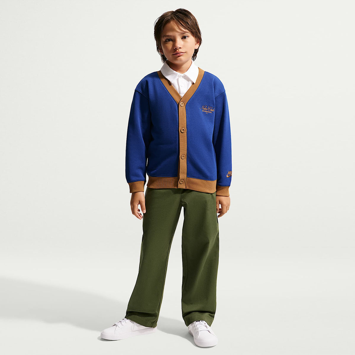 Cárdigan para niños talla grande Nike Sportswear Club – Azul royal intenso/Marrón cerveza/Marrón cerveza – vista 7